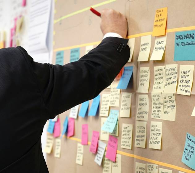 Photo by Jo Szczepanska sticky notes on corkboard